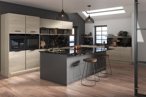 Centro Kitchen white halifax oak light grey